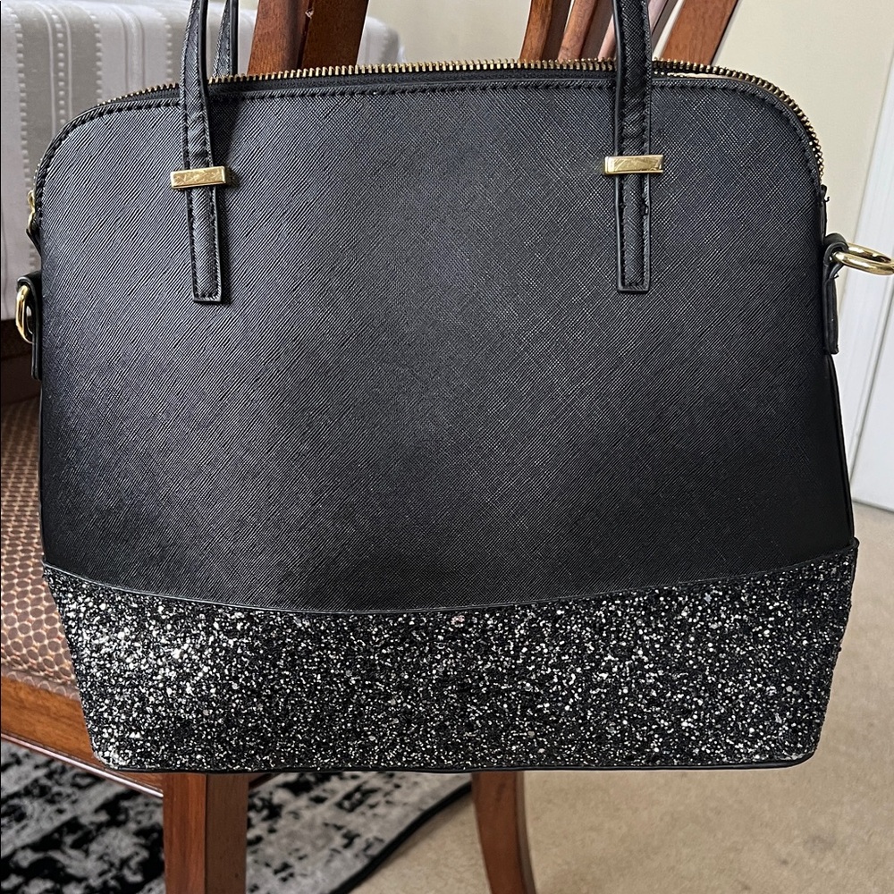 kate spade black glitter bottom dome satchel - Picture 2 of 8
